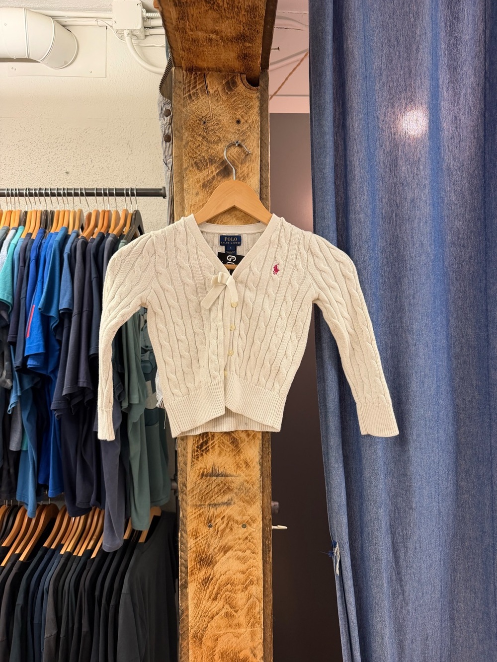 Vintage Polo by Ralph Lauren Cream Cable-Knit Girls' Cardigan